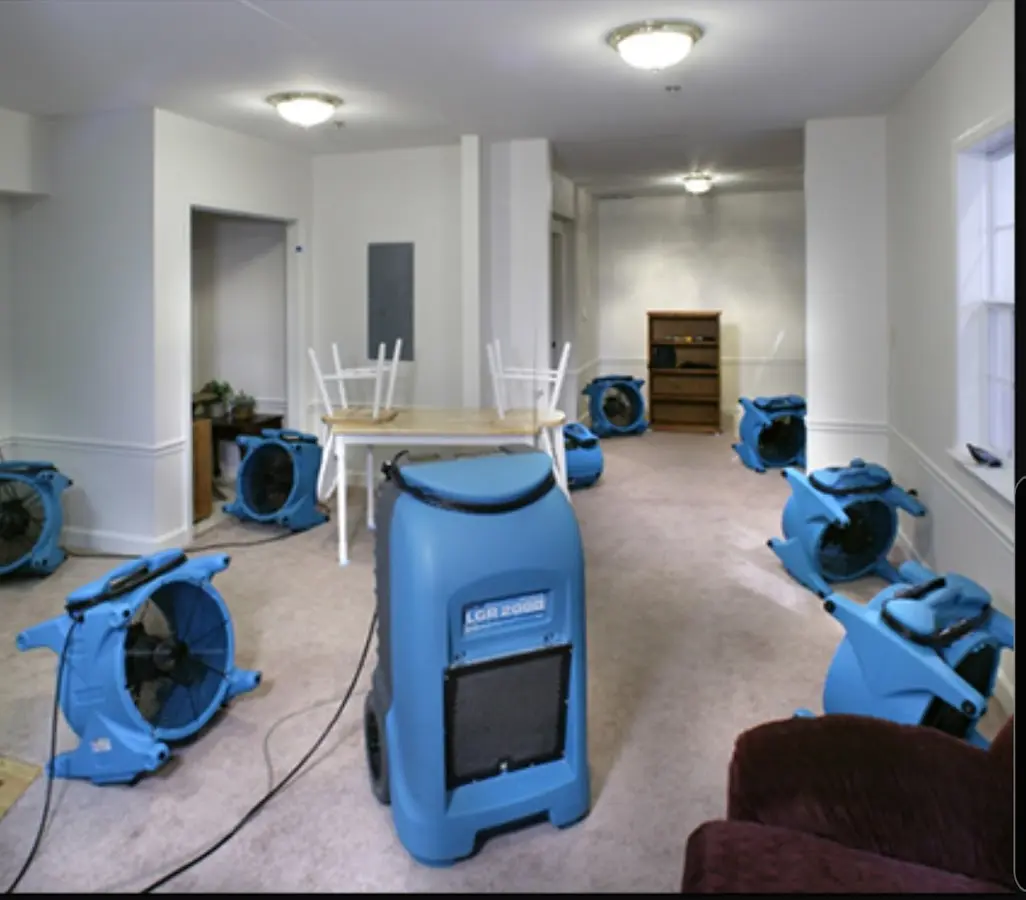 Air movers and dehumidifier setup for Water Extraction & Removal in Cameron Park
